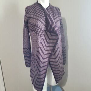 Smartwool Small cardigan sweater open front knit geometric merino wool
